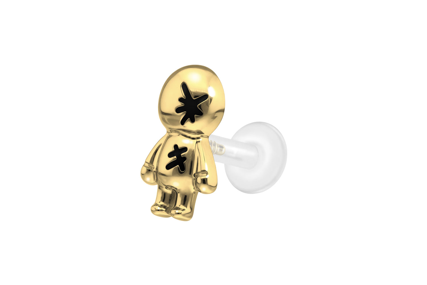 PTFE Labret Piercing mit Innengewinde + Titan-Aufsatz PUPPE